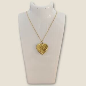 New Gold Rose‎ Embellished Heart Shaped Locket Necklace Timeless Elegant